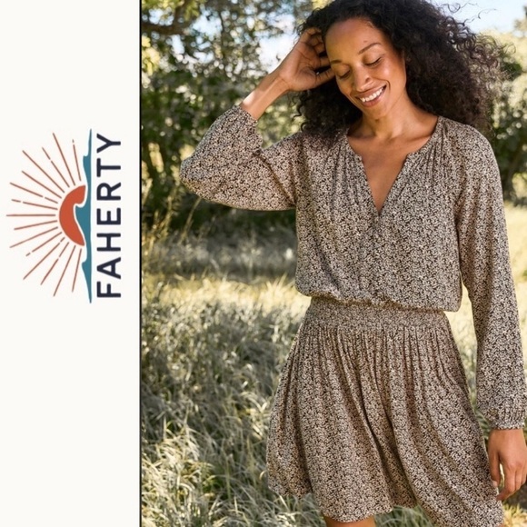 Faherty | Montara Long Sleeve Batik Boho Dress - Picture 1 of 13